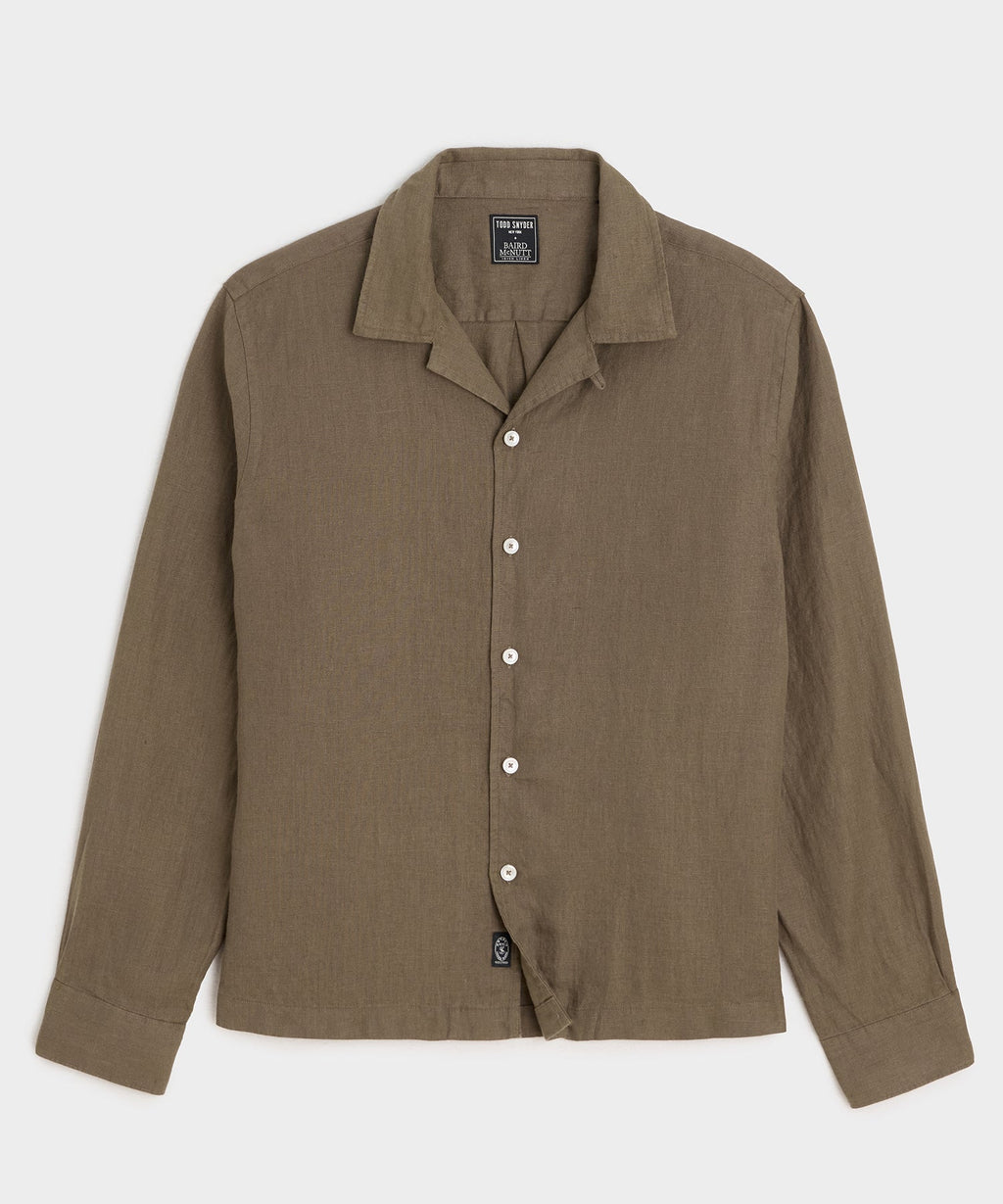 Cropped Sea Soft Irish Linen Camp Collar Shirt