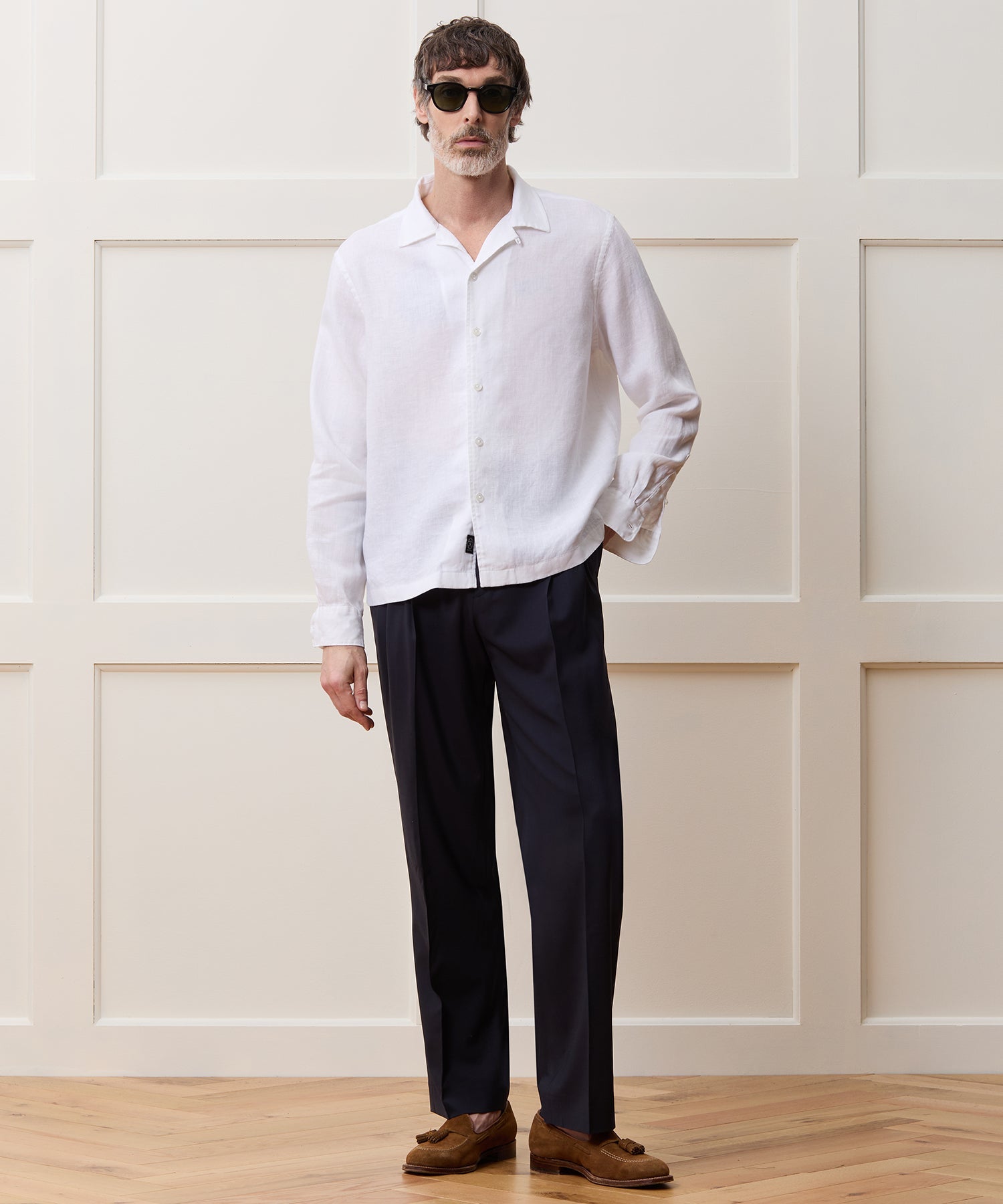 Cropped Sea Soft Irish Linen Camp Collar Shirt