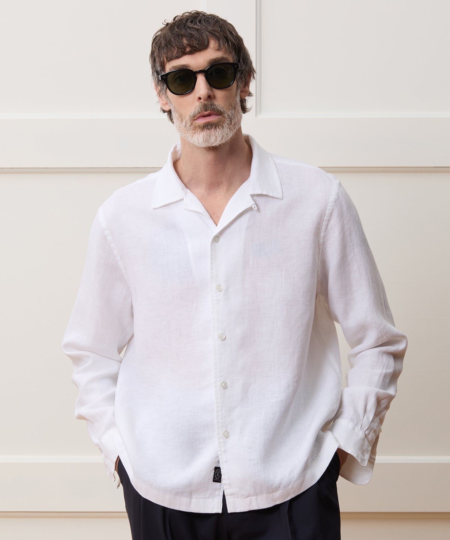 Cropped Sea Soft Irish Linen Camp Collar Shirt