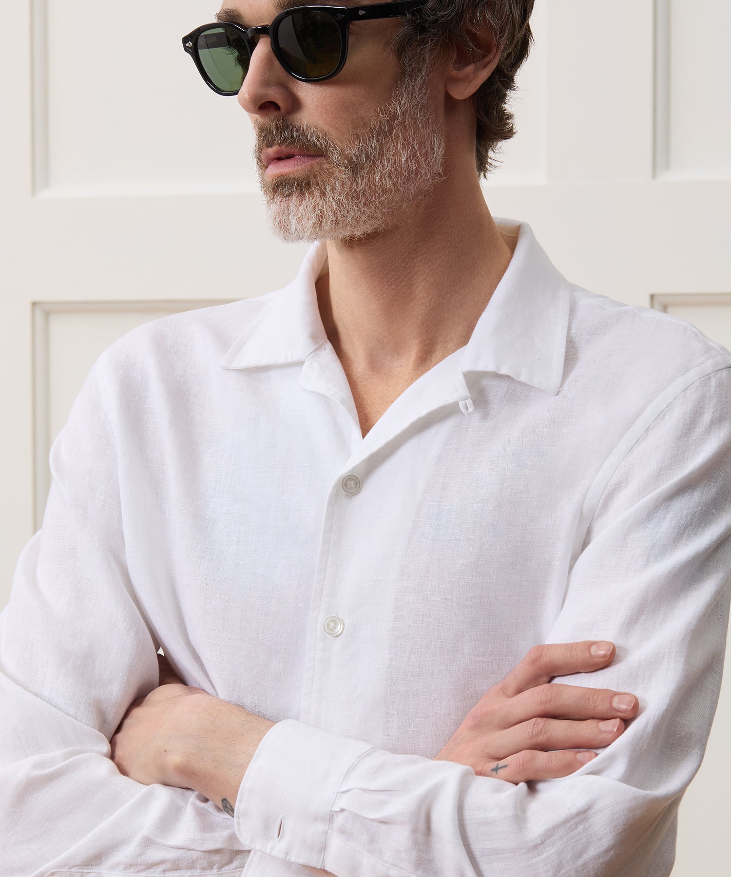 Cropped Sea Soft Irish Linen Camp Collar Shirt