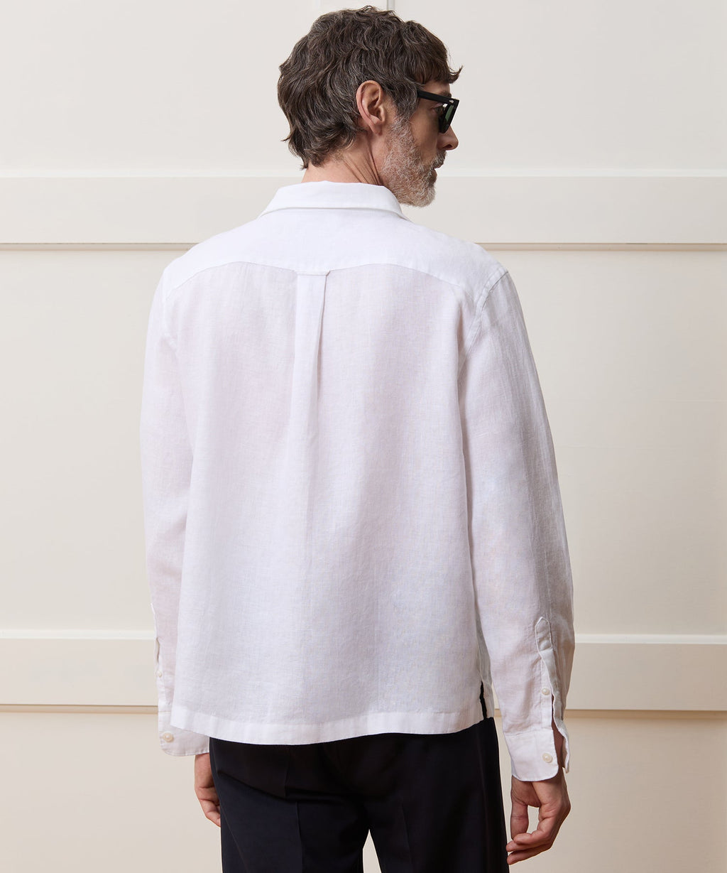 Cropped Sea Soft Irish Linen Camp Collar Shirt