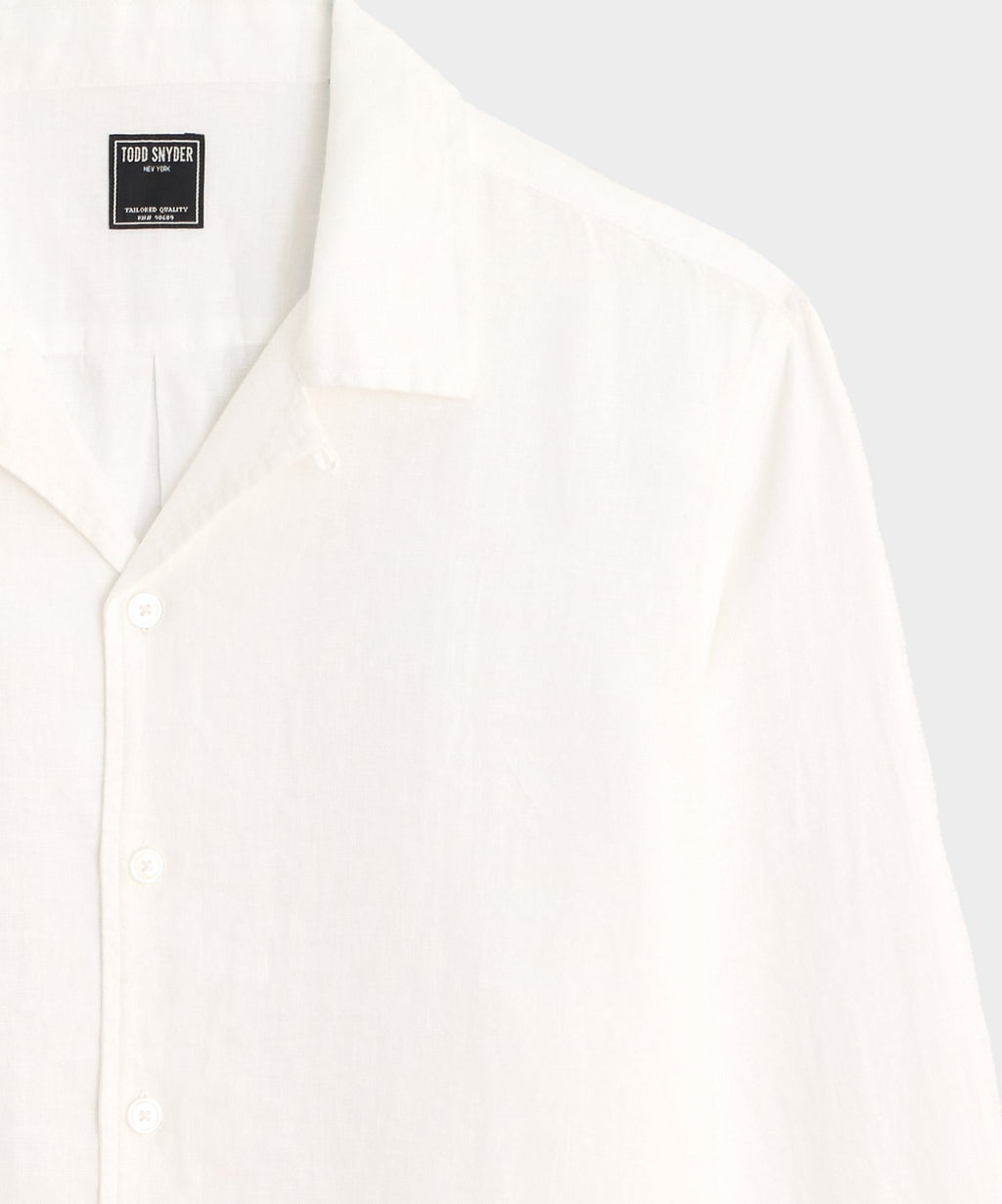Cropped Sea Soft Irish Linen Camp Collar Shirt