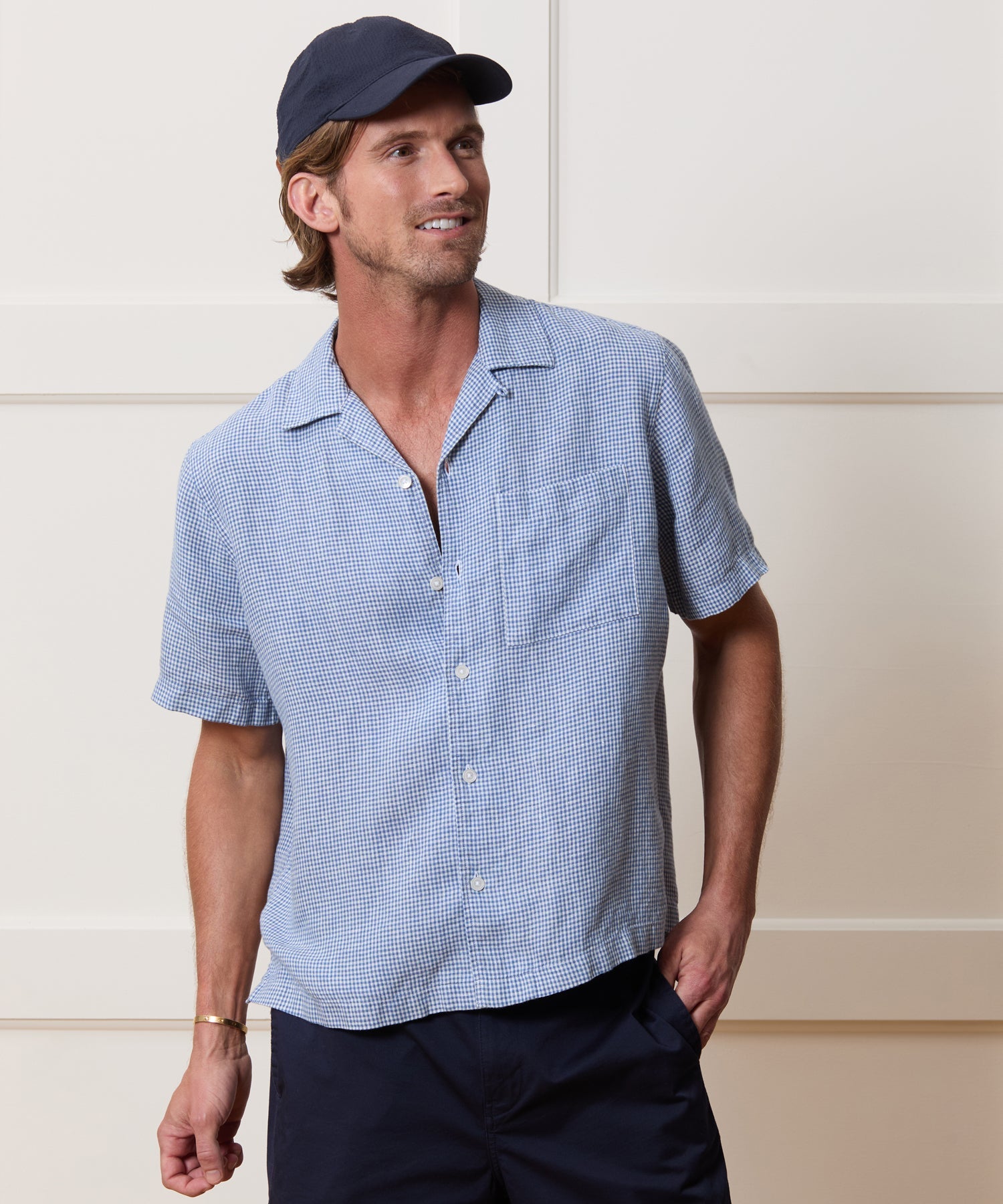 Cropped Sea Soft Irish Linen Camp Collar Shirt