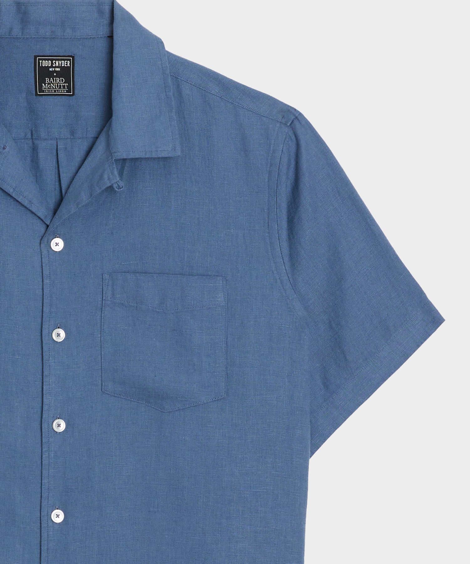 Cropped Sea Soft Irish Linen Camp Collar Shirt