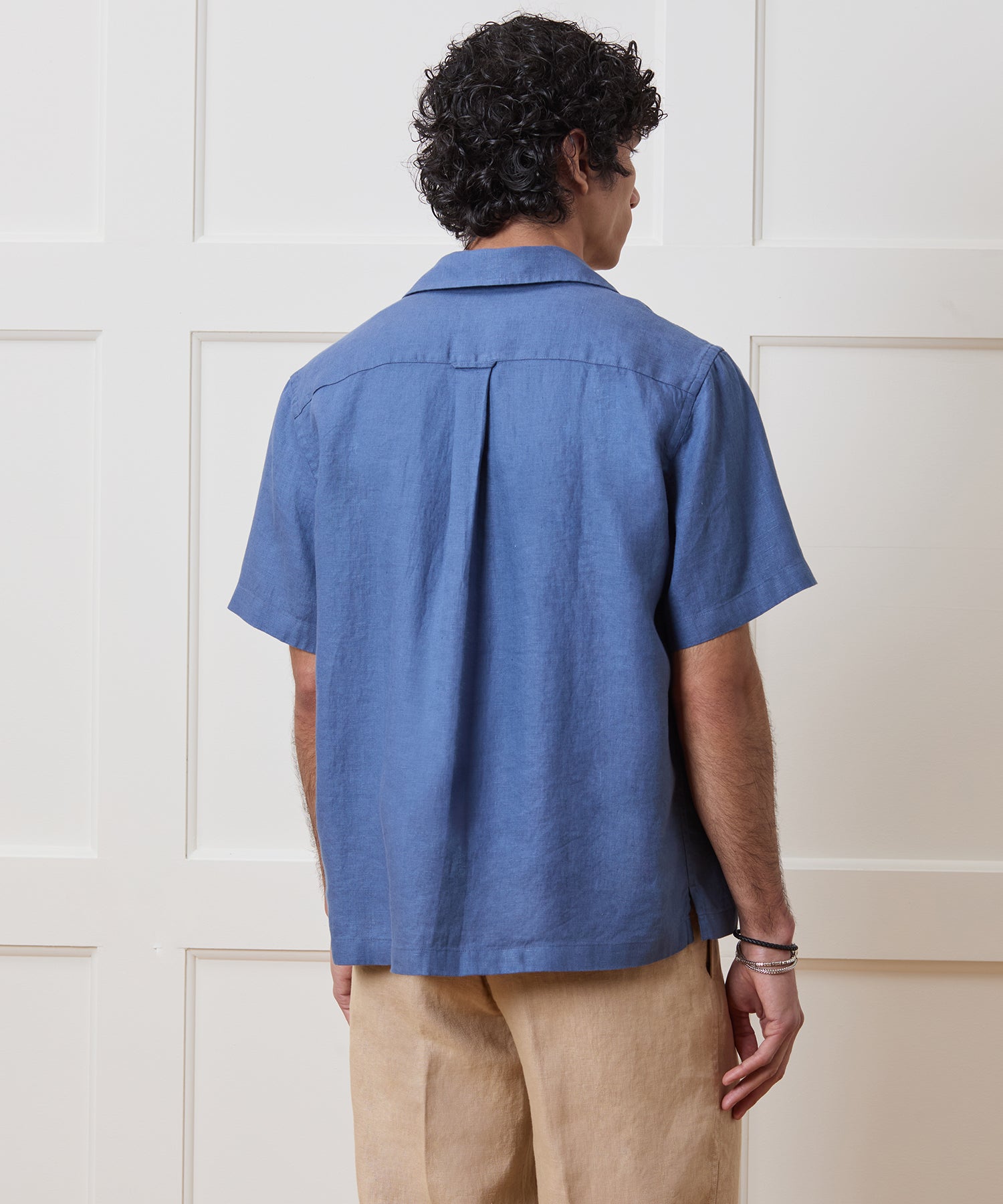 Cropped Sea Soft Irish Linen Camp Collar Shirt