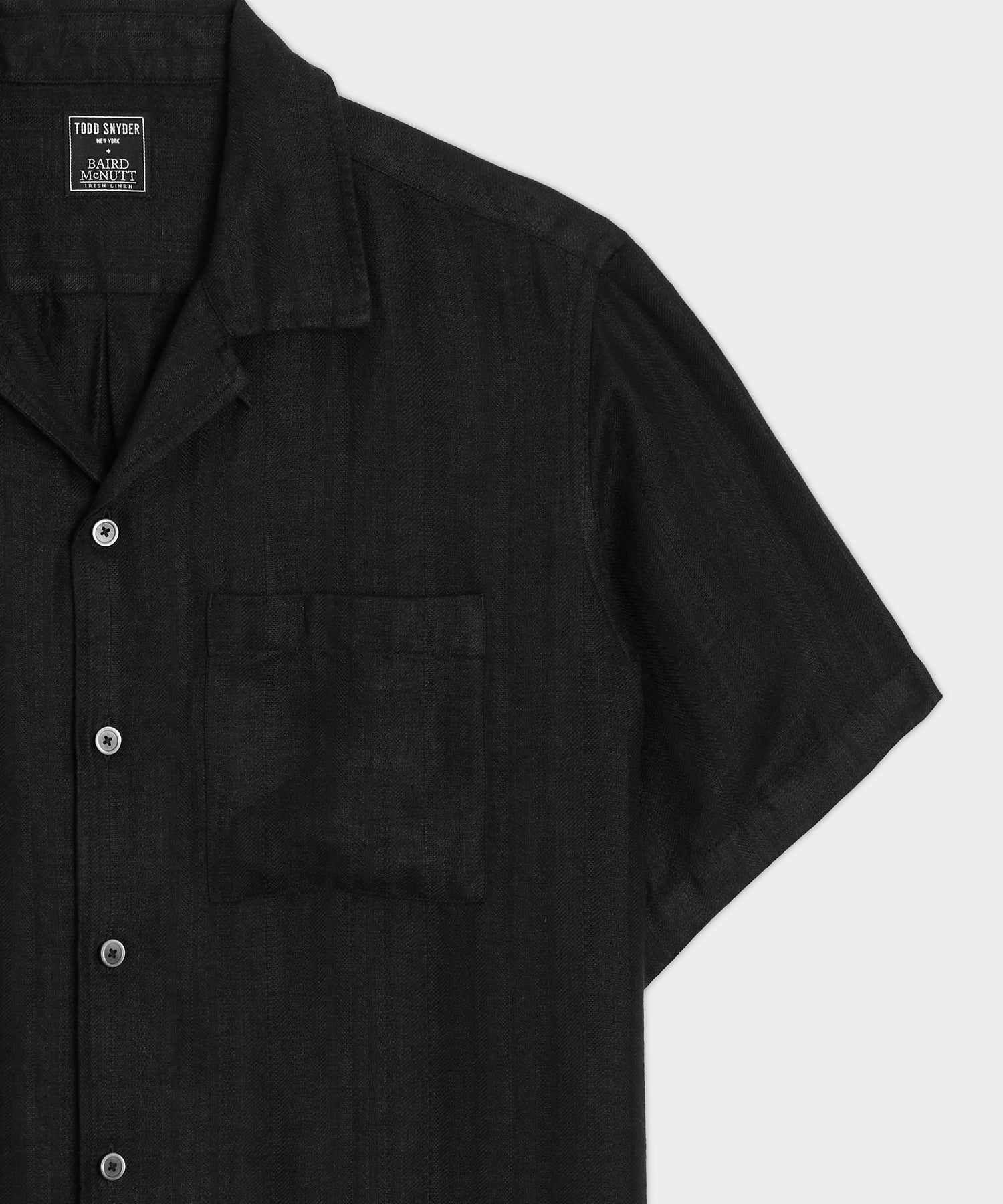 Textured Cropped Sea Soft Irish Linen Camp Collar Shirt
