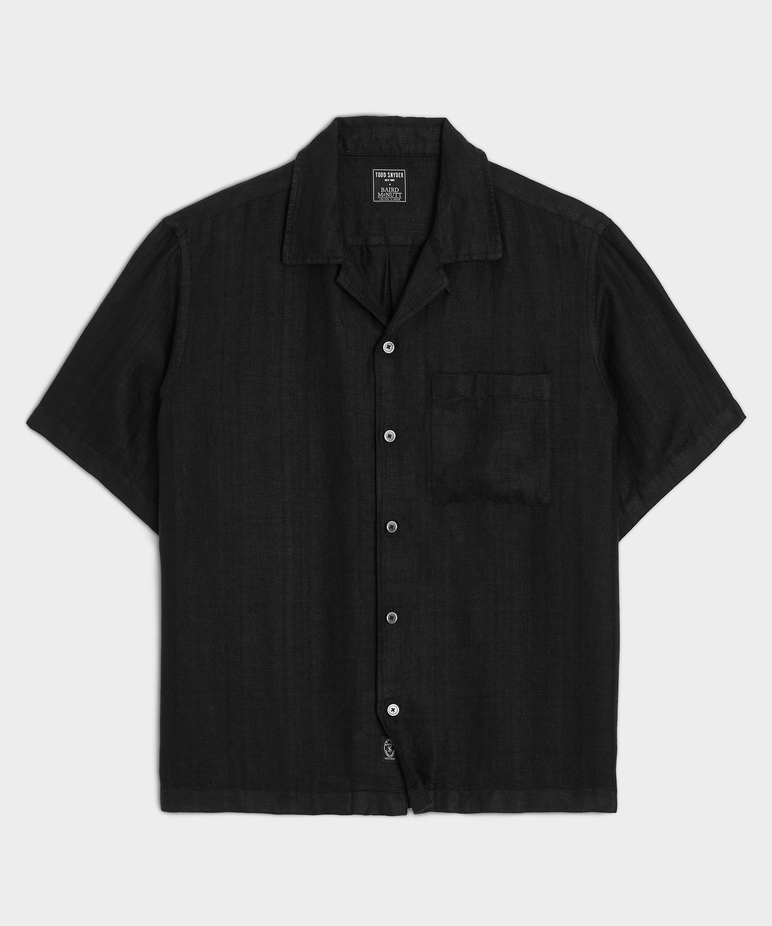 Textured Cropped Sea Soft Irish Linen Camp Collar Shirt
