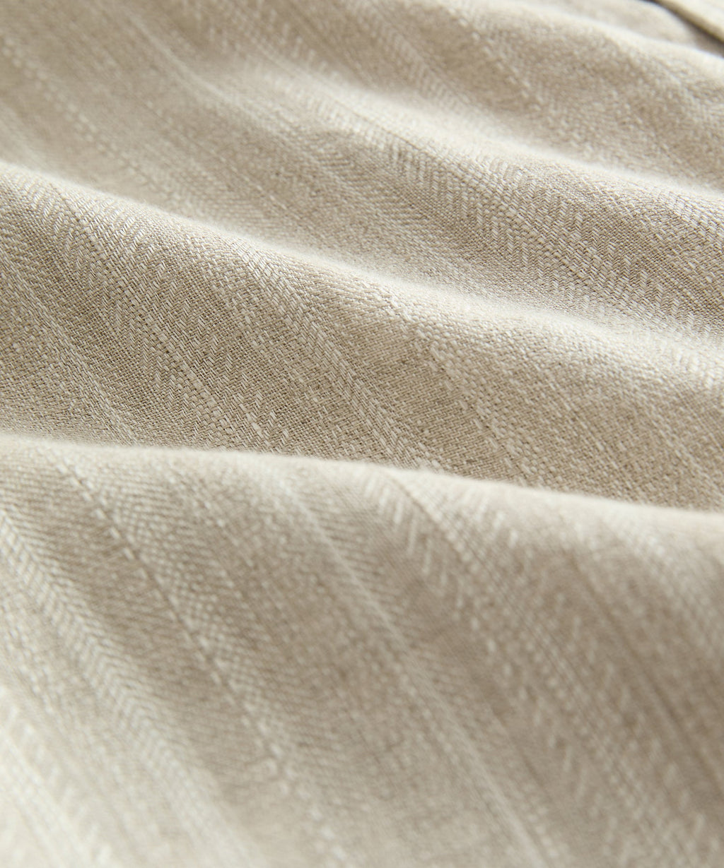 Textured Cropped Sea Soft Irish Linen Camp Collar Shirt
