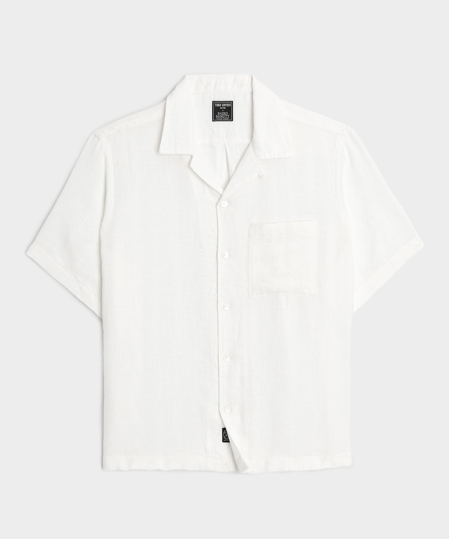 Textured Cropped Sea Soft Irish Linen Camp Collar Shirt
