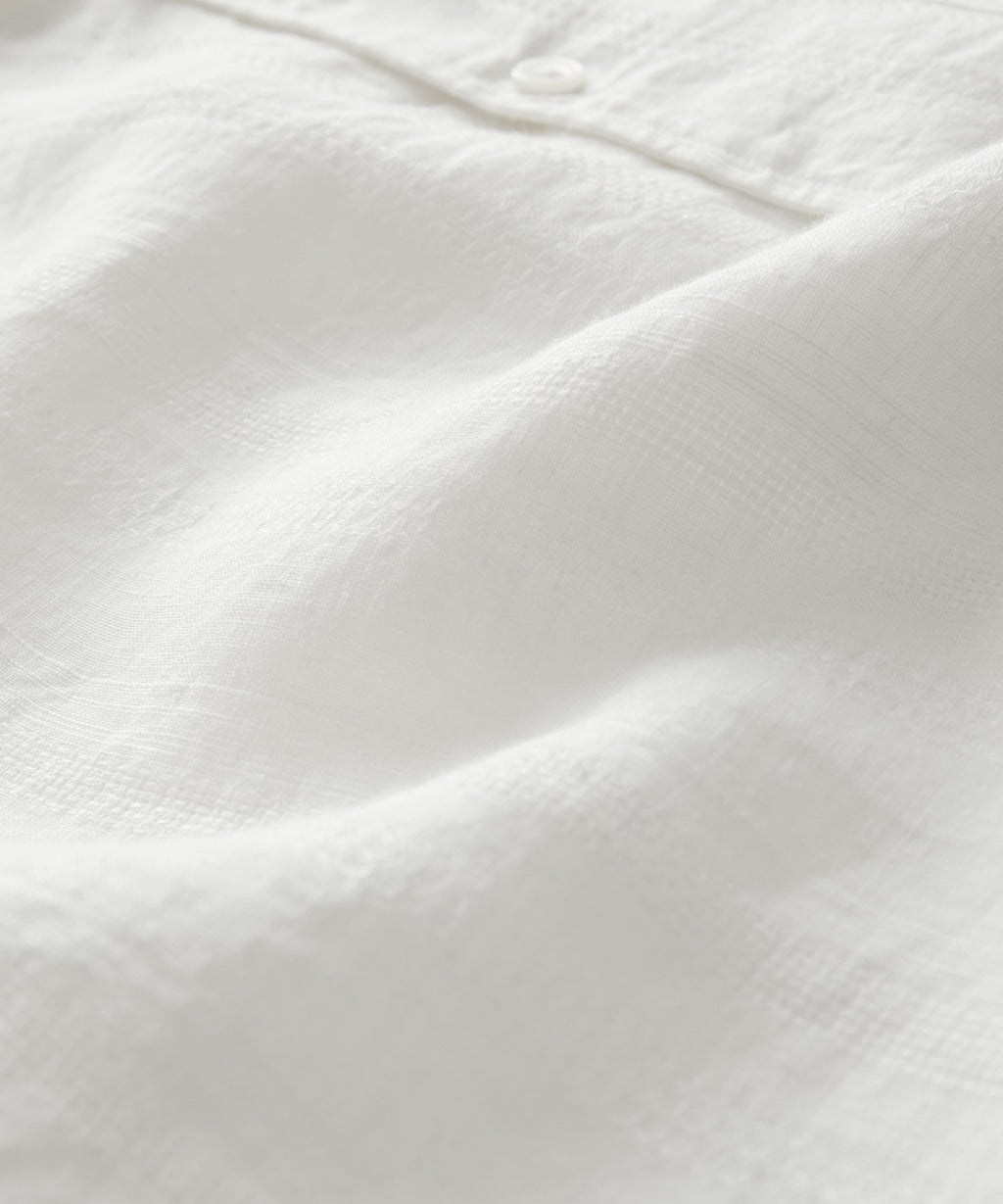 Textured Cropped Sea Soft Irish Linen Camp Collar Shirt