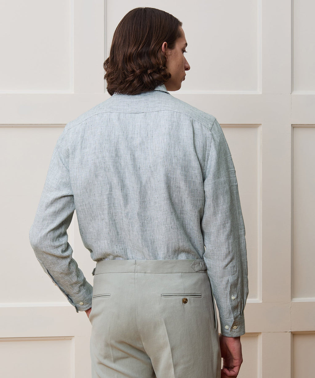 Italian Linen Spread Collar Dress Shirt