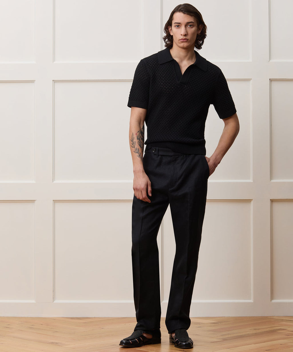 Straight Fit Linen Tab Trouser