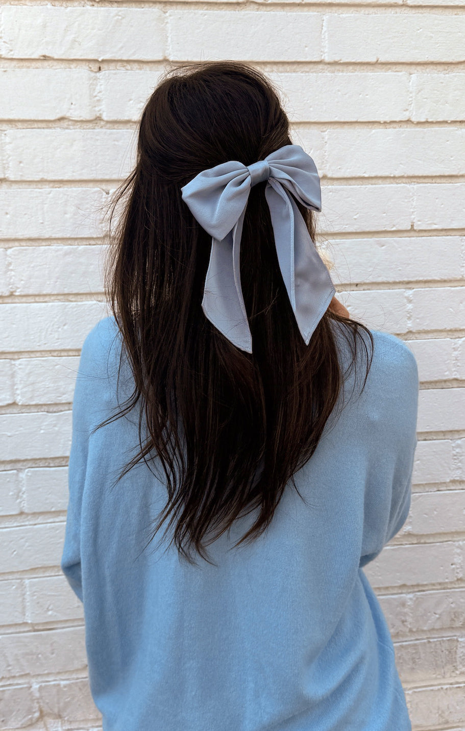 Elsa Bow ~ Steel Blue Luxe Satin