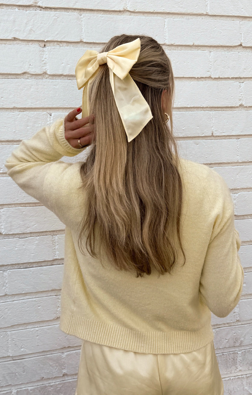Elsa Bow ~ Pale Yellow Luxe Satin
