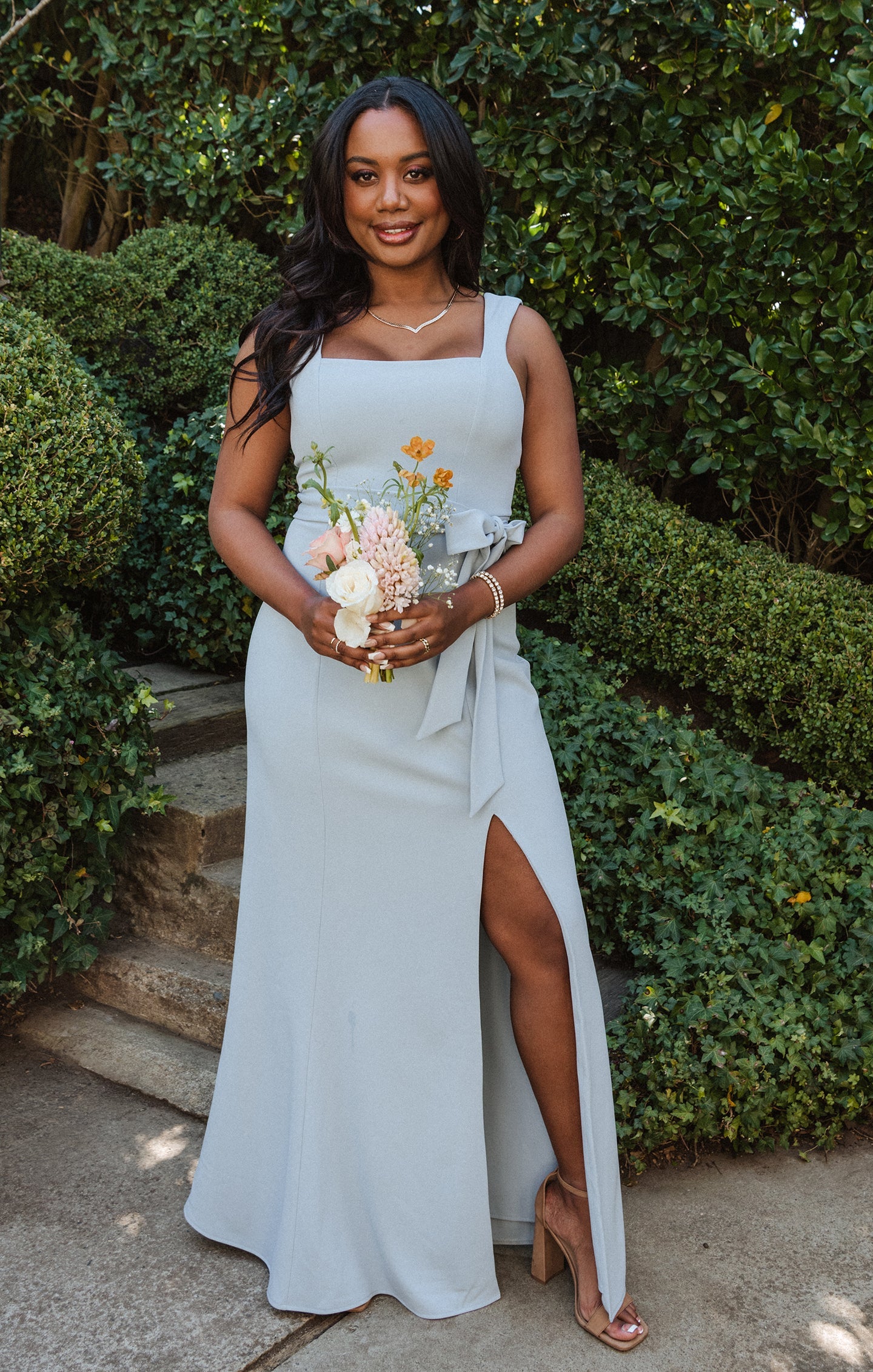 Paris Gown ~ Steel Blue Stretch